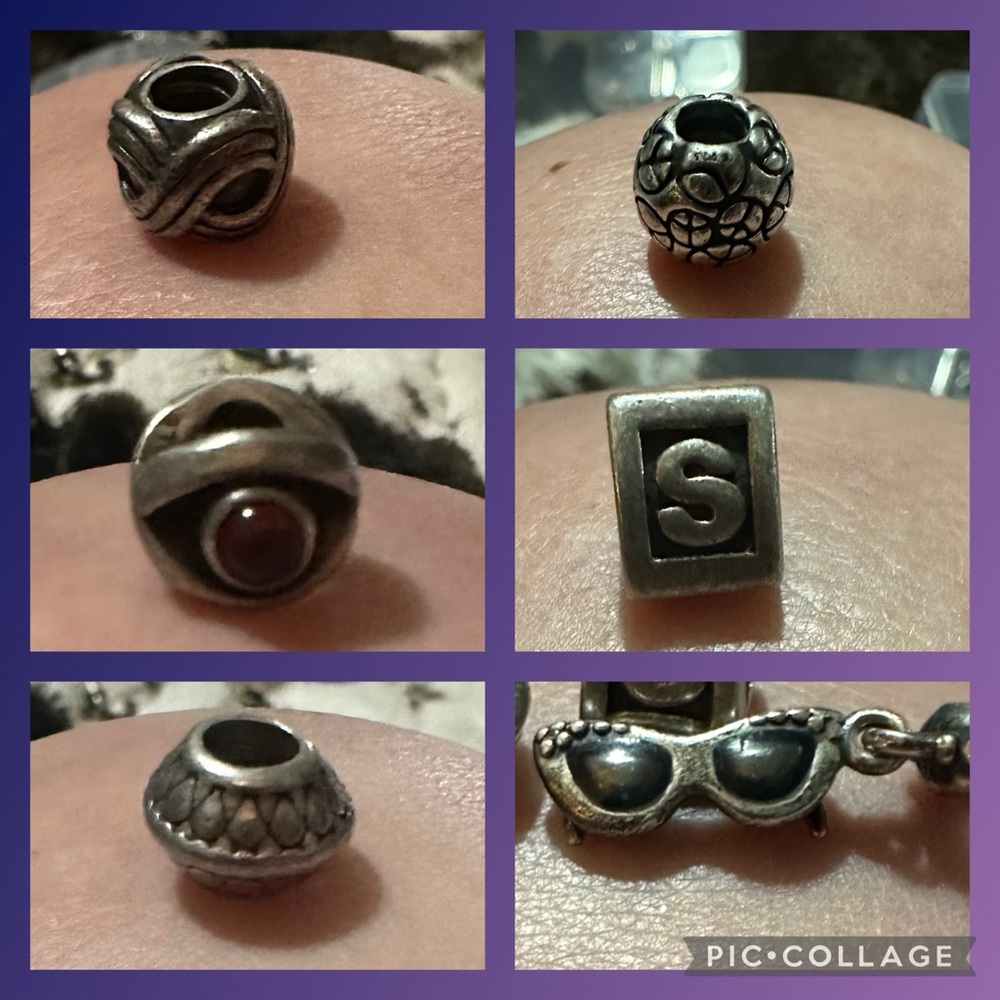 Six Retired Sterling Silver Pandora Charms